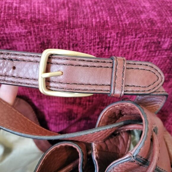 COLE HAAN Burnt Orange Pebbled Leather Adjustable Strap Satchel Shoulder Bag - Picture 13 of 14